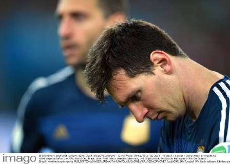 Lionel Messi (ARG), JULY 13, 2014 - Football Soccer : Lionel Messi of Argentina looks dejected after the FIFA World Cup Brazil 2014 Final match between Germany 1-0 Argentina at Estadio do Maracana in Rio De Janeiro, Brazil. Noxthirdxpartyxsales (uzdb007118)