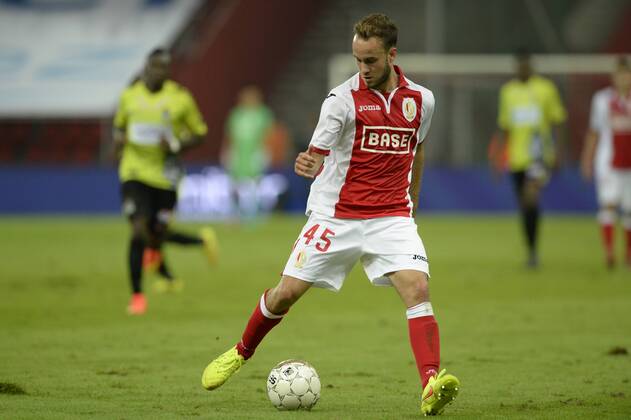 20140725 - LIEGE, BELGIUM: Standard d Francois Marquet pictured in action during the Jupiler Pro League match between Standard de Liege and RSC Charleroi, in Liege, Friday 25 July 2014, on day 1 of the Belgian soccer championship. JASPERxJACOBS 04264508