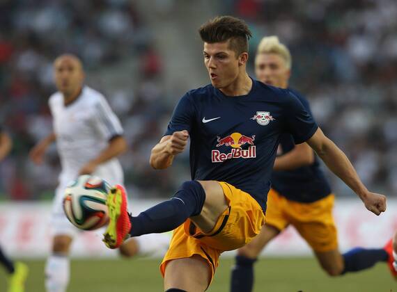 SOCCER - CL, Karabag vs RBS BAKU,AZERBAIJAN,30.JUL.14 - SOCCER - UEFA Champions League, qualifying, Karabag Agdam FK vs Red Bull Salzburg. Image shows Marcel Sabitzer (RBS).