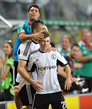 Torjubel JAKUB KOSECKI CL Quali Legia Warsaw - Celtic Glasgow Torjubel JAKUB KOSECKI 20140730LUK155