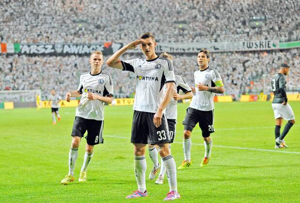 Torjubel MICHAL ZYRO CL Quali Legia Warsaw - Celtic Glasgow Torjubel MICHAL ZYRO  20140730LUK136
