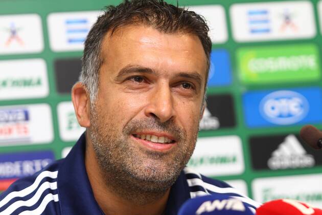 Panathinaikos head coach Yannis Anastasiou pictured during a press conference of Panathinaikos Athen, Monday 04 August 2014, in Athens. - Third qualifying round of the UEFA Champions League ACTIONxIMAGES  premiumd 17361