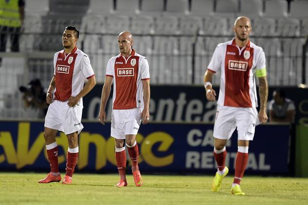 20140805 - LIEGE, BELGIUM: Standard s Jorge Teixeira, Standard s Laurent Ciman and Standard s Jelle Van Damme pictured during the return leg match between Greek soccer team Panathinaikos and Belgian first league soccer team Standard de Liege in the third qualifying round of the UEFA Champions League competition, Tuesday 05 August 2014, in Athens. The first leg match resulted in a 0-0 draw. YORICKxJANSENS  premiumd 20211035