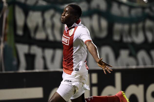 20140805 - LIEGE, BELGIUM: Standard s Yannis Mbombo celebrates after scoring during the return leg match between Greek soccer team Panathinaikos and Belgian first league soccer team Standard de Liege in the third qualifying round of the UEFA Champions League competition, Tuesday 05 August 2014, in Athens. The first leg match resulted in a 0-0 draw. YORICKxJANSENS  premiumd Aufmac20211065