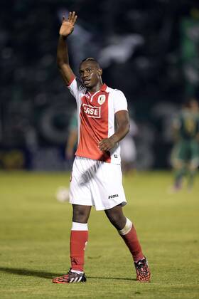 20140805 - LIEGE, BELGIUM: Standard s Paul-Jose Mpoku Ebunge celebrates after winning the return leg match between Greek soccer team Panathinaikos and Belgian first league soccer team Standard de Liege in the third qualifying round of the UEFA Champions League competition, Tuesday 05 August 2014, in Athens. The first leg match resulted in a 0-0 draw. YORICKxJANSENS  premiumd 20171198