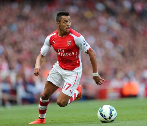 Arsenal s Alexis Sanchez in action - Barclays Premier League - Arsenal vs Crystal Palace - Emirates Stadium - London - England - 16th August 2014 - Picture David Klein Sportimage EDITORIAL USE ONLY. No use with unauthorised audio, video, data, fixture lists, club league logos or live services. Online in-match use limited to 120 images, no video emulation. No use in betting, games or single club league player publications.