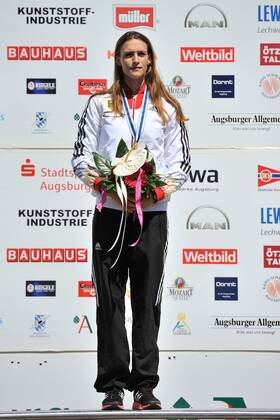 Ricarda Funk, GER, Siegerehrung, Kanuslalom-Weltcup-Finales, Canoe slalom worldcup final 17.08.14