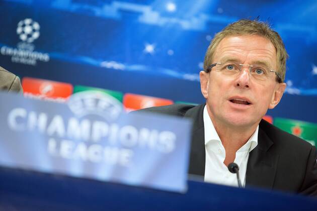 SOCCER - CL, RBS vs Malmoe SALZBURG,AUSTRIA,18.AUG.14 - SOCCER - UEFA Champions League, play off, Red Bull Salzburg, preview, press conference RBS. Image shows sporting director Ralf Rangnick (RBS). 