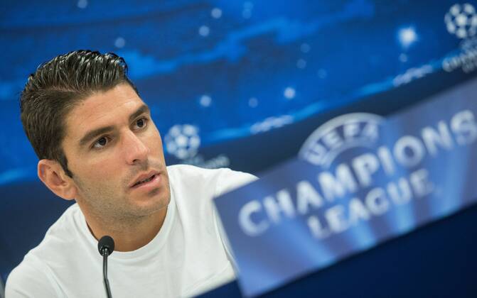 SOCCER - CL, RBS vs Malmoe SALZBURG,AUSTRIA,18.AUG.14 - SOCCER - UEFA Champions League, play off, Red Bull Salzburg, preview, press conference RBS. Image shows Jonatan Soriano (RBS). 