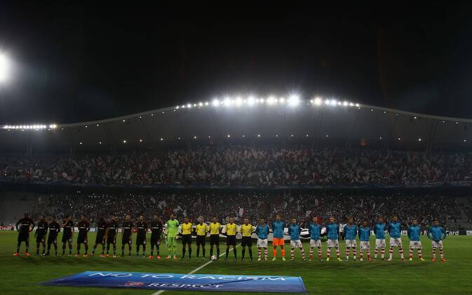 UEFA Champions League playoff first leg match match between Besiktas and Arsenal at Olympic stadium in istanbul 19 august 2014. Pictured: Ceremony before the match. 