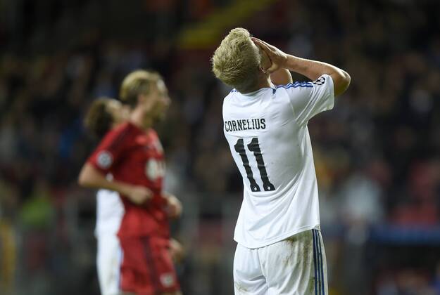 Copenhagen, Denmark, football, UEFA Champions League qualification: FC Copenhagen - Bayer Leverkusen. Andreas Cornelius, FC Copenhagen 