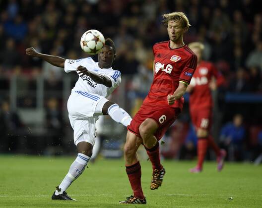 Copenhagen, Denmark, football, UEFA Champions League qualification: Danny Amankwaa, FC Copenhagen, Simon Rolfes, Bayer Leverkusen FC Copenhagen - Bayer Leverkusen. 
