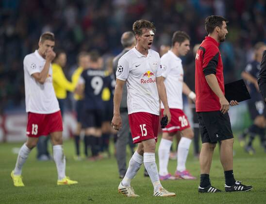 Fussball Champions League Play Off Hinspiel Red Bull Salzburg - Malmö FF 19.08.2014 Franz Schiemer (Salzburg) nach dem Spiel enttäuscht 