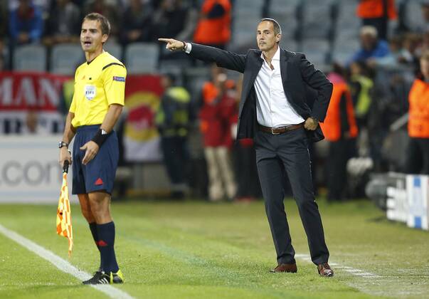 SOCCER - CL, Malmoe vs RBS MALMOE,SWEDEN,27.AUG.14 - SOCCER - UEFA Champions League, play off, Malmoe FF vs Red Bull Salzburg. Image shows head coach Adi Huetter (RBS). 
