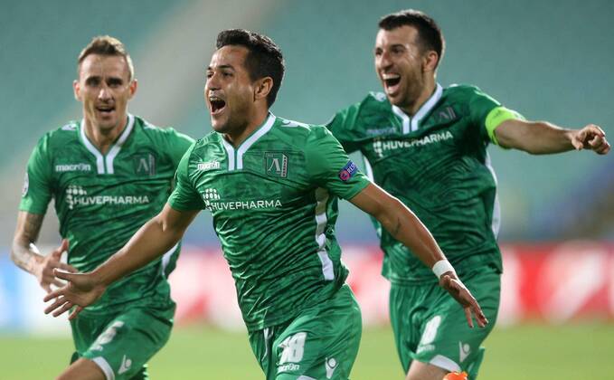 Sofia - PFC Ludogorets Razgrad FC Steaua Bukarest - UEFA play off champions league men s football Wanderson PFC Ludogorets celebrate goal in 90 minute of the match 