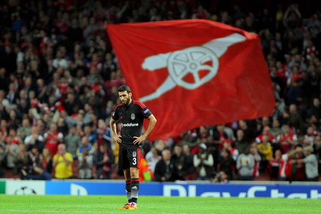 UEFA Champions League playoff second leg match match between Arsenal and Besiktas at Emirates stadium in London, Englandl August 27, 2014. Score: Arsenal 1 - Besiktas 0 Pictured: Ismail Koybasi of Besiktas. 