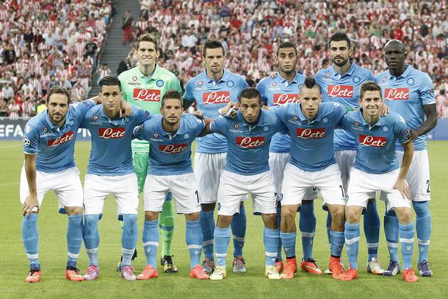 SSC Napoli s team photo during Champions League 2014 2015 Play-off 2nd leg match.August 27,2014.  (2014082749)