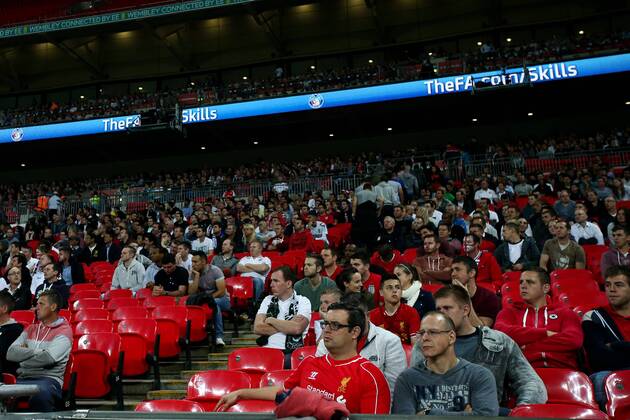 Crowds start to thin out with 5 minutes still left to play- England - International Friendly - Wembley Stadium - London - 3rd September 2014 - EDITORIAL USE ONLY. No use with unauthorised audio, video, data, fixture lists, club league logos or live services. Online in-match use limited to 120 images, no video emulation. No use in betting, games or single club league player publications.