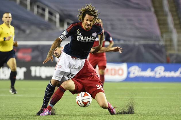 Sept. 7, 2014 - Foxborough, Massachusetts, USA - September 7, 2014 - Foxborough, Massachusetts, U.S. - Chicago Fire midfielder Razvan Cocis (30) cuts off New England Revolution s Jermaine Jones (13) during the MLS Fussball Herren USA game between Chicago Fire and the New England Revolution held at Gillette Stadium in Foxborough Massachusetts. Eric Canha CSM MLS Fussball Herren USA 2014: Fire vs Revolution SEP 07 - ZUMAc04