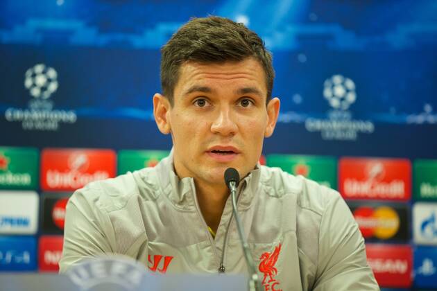 PROPAGANDA20140915 Football - soccer: UEFA Champions League, Liverpool FC , Liverpool s Dejan Lovren during a press conference at Anfield.xHOCHxZWEIx xPropagandax 