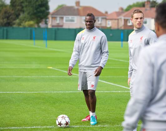 PROPAGANDA20140915 Football - soccer: UEFA Champions League, Liverpool FC , Liverpool s Mario Balotelli during training at Melwood .xHOCHxZWEIx xPropagandax 