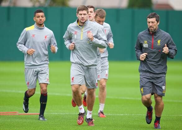 PROPAGANDA20140915 Football - soccer: UEFA Champions League, Liverpool FC , Liverpool s captain Steven Gerrard during training at Melwood .xHOCHxZWEIx xPropagandax 
