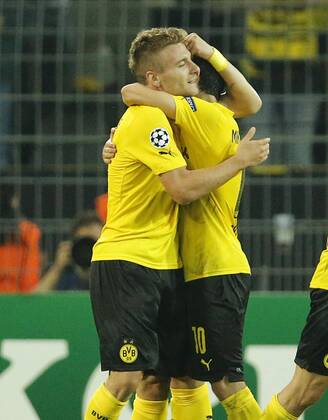 Ciro IMMOBILE, BVB 9 Torschuss, schiesst das Tor zum 1-0 Jubel BORUSSIA DORTMUND - FC ARSENAL Fussball UEFA Champions League, Gruppe D Gruppenphase,in Dortmund, 16.09.2014 CL Saison 2014 2015, BVB