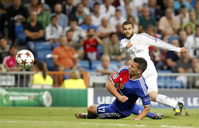 Real Madrid - FC Basel. Nacho score 