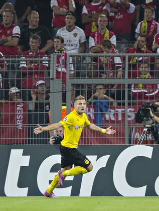 Dortmund, 16.09.2014, Signal-Iduna-Park Torjubel: Ciro Immobile (BvB) Borussia Dortmund - FC Arsenal London