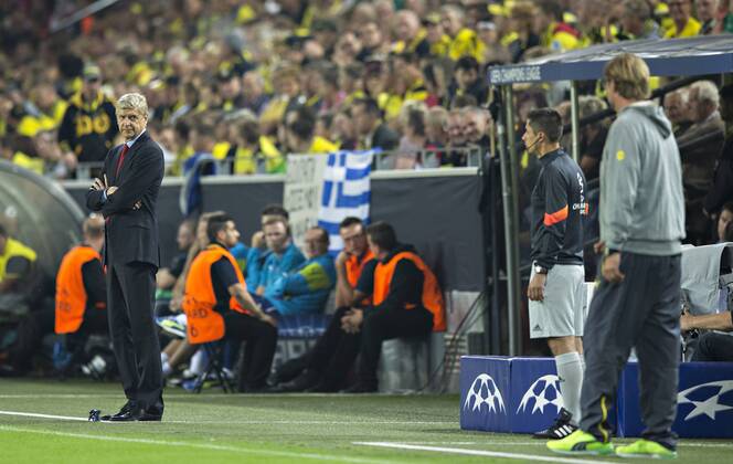 Dortmund, 16.09.2014, Signal-Iduna-Park Trainer Arsene Wenger (Arsenal) und Trainer Jürgen Klopp (BvB) Borussia Dortmund - FC Arsenal London