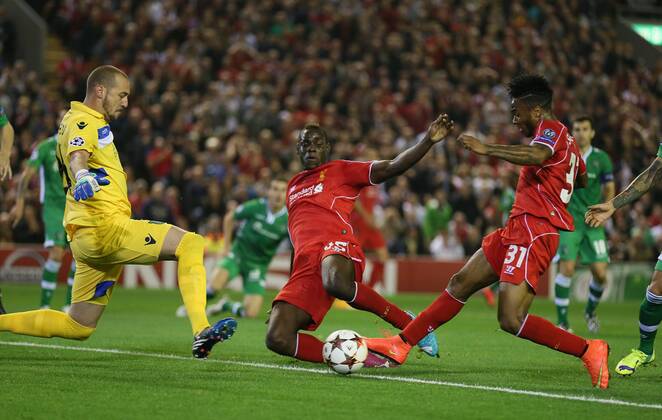 Raheem Sterling of Liverpool has his shot saved by Emil Gospodinov of Ludogorets - UEFA Champions League Group B - Liverpool vs Ludogorets Razgrad - Anfield Stadium - Liverpool - England - 16th September 2014 - Picture Simon Bellis Sportimage EDITORIAL USE ONLY. No use with unauthorised audio, video, data, fixture lists, club league logos or live services. Online in-match use limited to 120 images, no video emulation. No use in betting, games or single club league player publications.