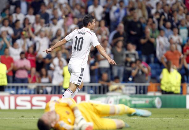 Real Madrid - FC Basel James Rodriguez celebrates after scoring 