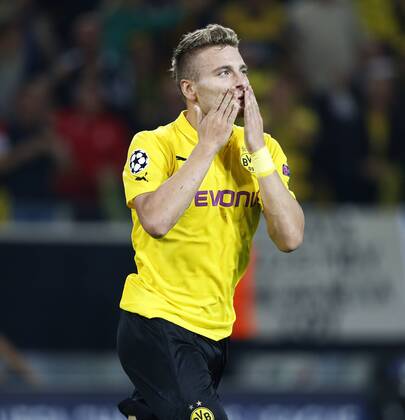 IMMOBILE Ciro Team Borussia Dortmund jubelt nach seinem Tor zum 1 : 0 UEFA Champions League Saison 2014-2015 Spiel Borussia Dortmund-Arsenal London 2 : 0 am 16.September 2014 in Dortmund 