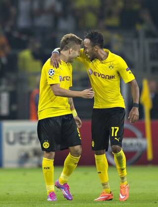 Dortmund, 16.09.2014, Signal-Iduna-Park Torjubel: Ciro Immobile (BvB), Pierre-Emerick Aubameyang (BvB) Borussia Dortmund - FC Arsenal London