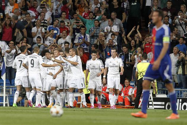 Real Madrid s players celebrate goal during Champions League 2014 2015 match.September 16,2014.  (20423415)