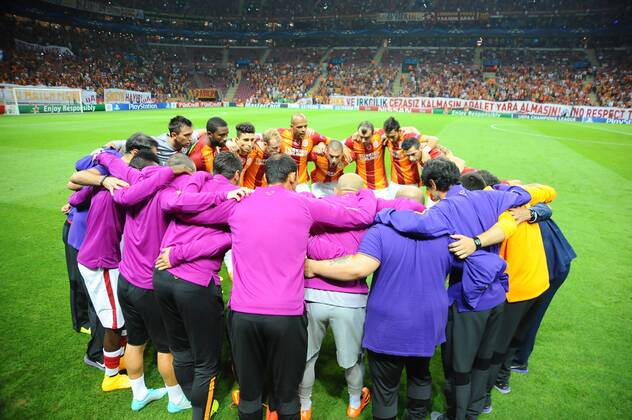 UEFA Champions League Group D match between Galatasaray AS v RSC Anderlecht at Turk Telekom Arena in Istanbul, Turkey on September 16, 2014. Pictured: Galatasaray team players 