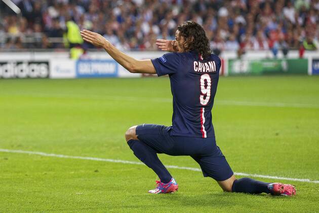 Edinson Cavani of Paris Saint-Germain during the UEFA Champions League group F match between Ajax Amsterdam and Paris Saint-Germain on September 17, 2014 at the Amsterdam Arena in Amsterdam, The Netherlands. Ajax Amsterdam v PSG UEFA Champions League Group F 2014 2015 xVIxxIVx 2655062