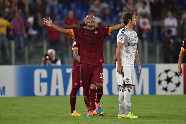 Jubel Douglas Maicon Roma . Torjubel 3-0 AS Rom - ZSKA Moskau andreaxstaccioli