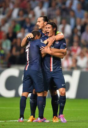 Zlatan Ibrahimovic (psg) - Edinson Cavani (psg) Ajax Amsterdam vs Paris St Germain - Champions League - 17 09 2014 AnthonyBIBARD FEPx 
