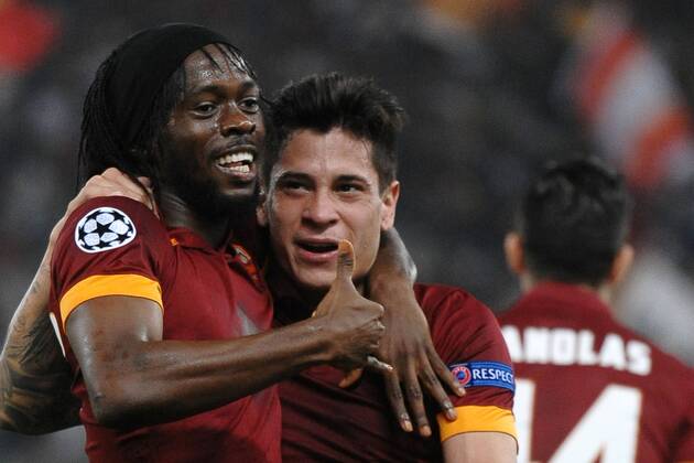 Jubel Gervinho Roma, Juan Manuel Iturbe. Torjubel. AS Rom - ZSKA Moskau AntoniettaxBaldassarre