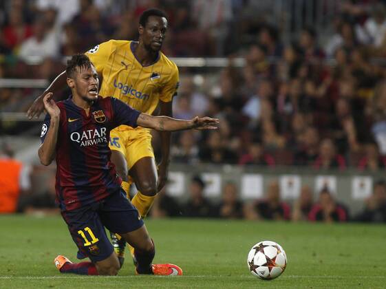 Champions League match between FC Barcelona and Apoel Nicosia. In this picture, Neymar, Vinicius. xFRANCESCxADELANTADOx 