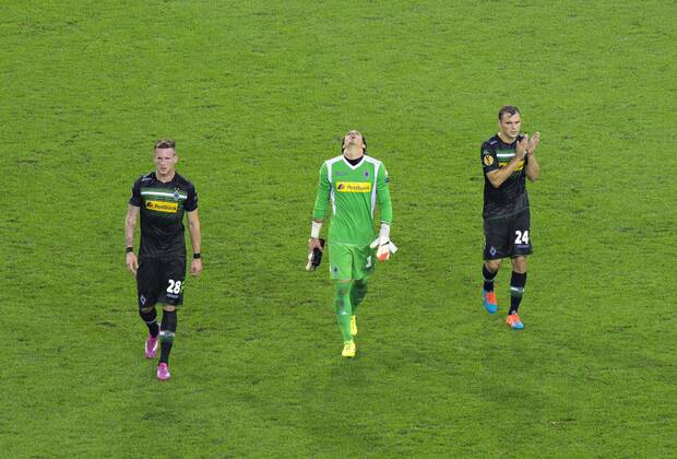 Mönchengladbach, 18.09.2014, Borussia Park Andre Hahn (BMG), Torwart Yann Sommer (BMG), Tony Jantschke (BMG) VfL Borussia Mönchengladbach - Villarreal CF mm