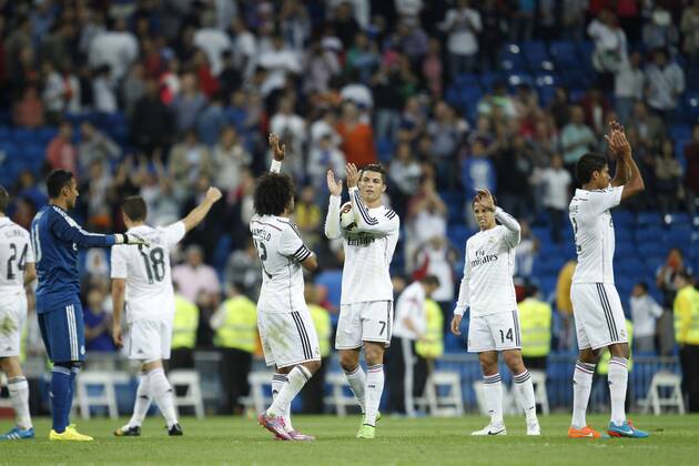 League BBVA match played between Real Madrid and FC Elche. In this picture, Cristiano Ronaldo holds the ball after their four goals. xANGELxRIVEROx