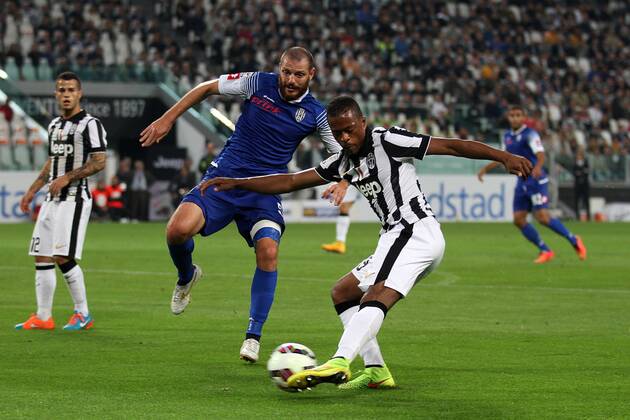 Sept. 24, 2014 - Turin, Italy - Juventus defender Patrice Evra (33) during the Italian Serie A football match Juventus Vs Cesena on September 24, 2014 at Juventus Stadium in Turin. Soccer, Serie A: Juventus v Cesena - ZUMAn230