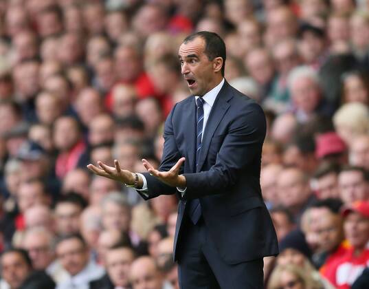 Roberto Martinez manager of Everton - Barclays Premier League - Liverpool vs Everton - Anfield Stadium - Liverpool - England - 27th September 2014 - Picture Simon Bellis Sportimage EDITORIAL USE ONLY. No use with unauthorised audio, video, data, fixture lists, club league logos or live services. Online in-match use limited to 120 images, no video emulation. No use in betting, games or single club league player publications.