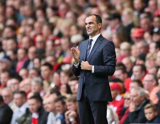 Roberto Martinez manager of Everton - Barclays Premier League - Liverpool vs Everton - Anfield Stadium - Liverpool - England - 27th September 2014 - EDITORIAL USE ONLY. No use with unauthorised audio, video, data, fixture lists, club league logos or live services. Online in-match use limited to 120 images, no video emulation. No use in betting, games or single club league player publications.