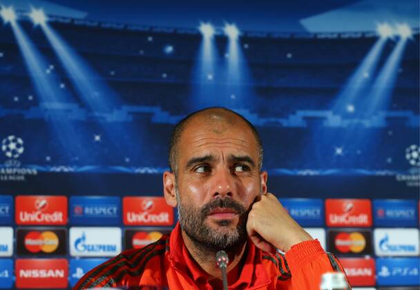 ITAR-TASS: MOSCOW REGION, RUSSIA. SEPTEMBER 29, 2014. FC Bayern Munich head coach Josep Pep Guardiola gives a press conference ahead of a UEFA Champions League Group E football match.  RE1507F7