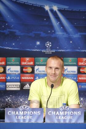 Jeremy Mathieu (FC Barcelona) FOOTBALL : Press conference FC Barcelona at Parc des Princes - Paris - 29 09 2014 StephaneAllaman Panoramic 