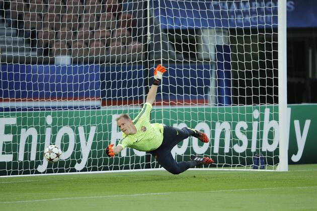 Marc-Andre ter Stegen (FC Barcelona) FOOTBALL : Practice session of FC Barcelona at Parc des Princes - Paris - 29 09 2014 StephaneAllaman Panoramic 