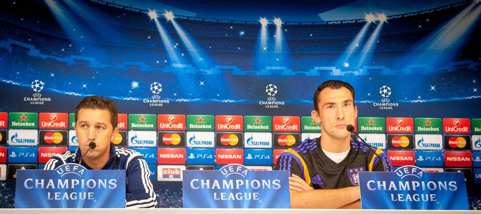 - BRUSSELS, BELGIUM: Anderlecht s head coach Besnik Hasi and Anderlecht s goalkeeper Silvio Proto pictured during a press conference of Belgian team RSC Anderlecht, in Brussels, Tuesday 30 September 2014. Anderlecht will play Tomorrow against German Borussia Dortmund on day 2 of the group stage of the UEFA Champions League competition, in group D. LUCxCLAESSEN  premiumd 04406448